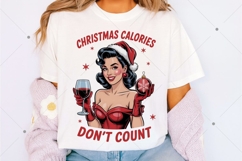 Christmas calories don't count PNG, Retro Girl Christmas Png Product Image 2