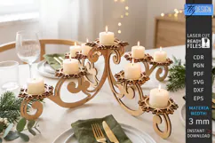 Christmas Candle Centerpiece Laser Cut | 3D Candle Holders Product Image 1