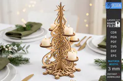 Christmas Candle Centerpiece Laser Cut | 3D Candle Holders Product Image 1