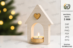 Christmas Candle Holder Laser Cut. Tealight Holder SVG Product Image 1