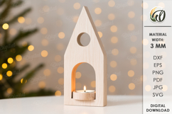 Christmas Candle Holder Laser Cut. Tealight Holder SVG Product Image 1