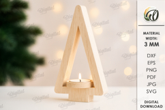 Christmas Candle Holder Laser Cut. Tealight Holder SVG Product Image 1