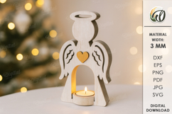 Christmas Candle Holder Laser Cut. Tealight Holder SVG Product Image 1