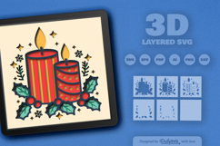 Christmas Candle Layered Papercut Product Image 1