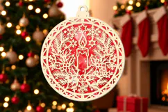 Christmas Candle Ornament Laser Cut SVG Product Image 2