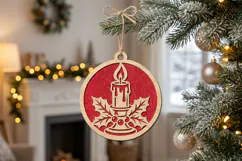 Christmas Candle Ornament SVG File, Laser Cut Glowforge Product Image 2