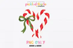 Candy Cane Heart PNG, Christmas Bow PNG Product Image 1