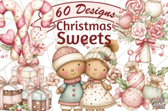 Pastel Candy Canes and Sweet Treats Clipart PNG, Pink Mint Product Image 1