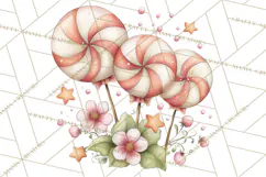 Pastel Candy Canes and Sweet Treats Clipart PNG, Pink Mint Product Image 3