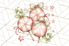 Pastel Candy Canes and Sweet Treats Clipart PNG, Pink Mint Product Image 4