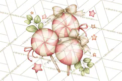 Pastel Candy Canes and Sweet Treats Clipart PNG, Pink Mint Product Image 4
