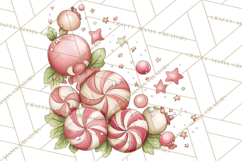 Pastel Candy Canes and Sweet Treats Clipart PNG, Pink Mint Product Image 2