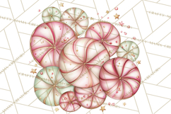 Pastel Candy Canes and Sweet Treats Clipart PNG, Pink Mint Product Image 3