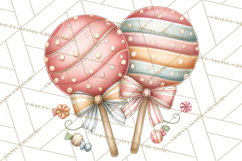 Pastel Candy Canes and Sweet Treats Clipart PNG, Pink Mint Product Image 4