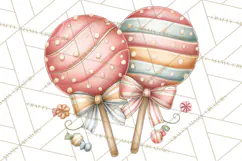 Pastel Candy Canes and Sweet Treats Clipart PNG, Pink Mint Product Image 4