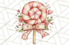 Pastel Candy Canes and Sweet Treats Clipart PNG, Pink Mint Product Image 2
