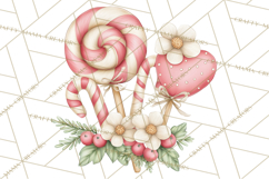 Pastel Candy Canes and Sweet Treats Clipart PNG, Pink Mint Product Image 4