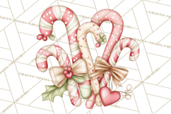 Pastel Candy Canes and Sweet Treats Clipart PNG, Pink Mint Product Image 2