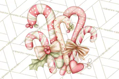 Pastel Candy Canes and Sweet Treats Clipart PNG, Pink Mint Product Image 2