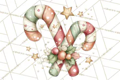 Pastel Candy Canes and Sweet Treats Clipart PNG, Pink Mint Product Image 5