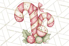 Pastel Candy Canes and Sweet Treats Clipart PNG, Pink Mint Product Image 3