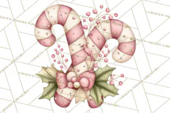 Pastel Candy Canes and Sweet Treats Clipart PNG, Pink Mint Product Image 4