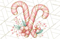 Pastel Candy Canes and Sweet Treats Clipart PNG, Pink Mint Product Image 4
