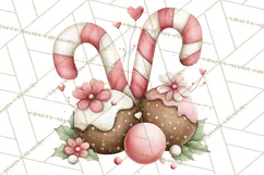 Pastel Candy Canes and Sweet Treats Clipart PNG, Pink Mint Product Image 5