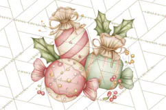 Pastel Candy Canes and Sweet Treats Clipart PNG, Pink Mint Product Image 2