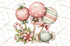 Pastel Candy Canes and Sweet Treats Clipart PNG, Pink Mint Product Image 5