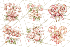 Pastel Candy Canes and Sweet Treats Clipart PNG, Pink Mint Product Image 3