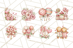 Pastel Candy Canes and Sweet Treats Clipart PNG, Pink Mint Product Image 4