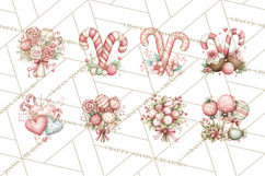 Pastel Candy Canes and Sweet Treats Clipart PNG, Pink Mint Product Image 9