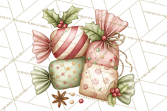 Pastel Candy Canes and Sweet Treats Clipart PNG, Pink Mint Product Image 3