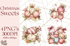 Pastel Candy Canes and Sweet Treats Clipart PNG, Pink Mint Product Image 1