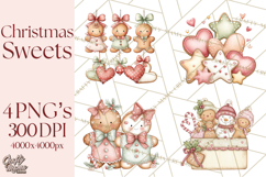 Pastel Candy Canes and Sweet Treats Clipart PNG, Pink Mint Product Image 1