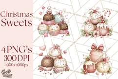 Pastel Candy Canes and Sweet Treats Clipart PNG, Pink Mint Product Image 1