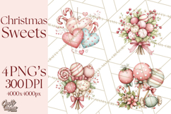 Pastel Candy Canes and Sweet Treats Clipart PNG, Pink Mint Product Image 1