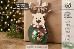 Christmas Candy Gift Tag Laser Cut. Reindeer. Christmas SVG Product Image 1