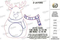 Christmas Candy Gift Tag Laser Cut. Reindeer. Christmas SVG Product Image 2