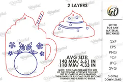 Christmas Candy Gift Tag Laser Cut. Hot Cocoa Mug SVG Product Image 2