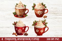 Christmas Cake Clipart, Christmas Cappuccino Clipart Product Image 1