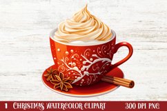 Christmas Cake Clipart, Christmas Cappuccino Clipart Product Image 1