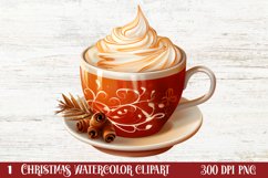Christmas Cake Clipart, Christmas Cappuccino Clipart Product Image 1