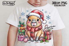 Capybara Christmas PNG Cute Holiday Animal Design Santa Hat Product Image 2