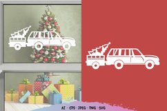 Car Carrying Christmas Tree Papercut Product Image 1