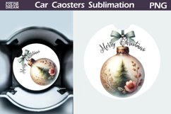 Merry Christmas Car Coaster | Retro Christmas Bauble Coaster Product Image 1