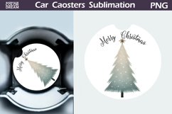 Merry Christmas Car Coaster | Retro Christmas Tree Coaster Product Image 1