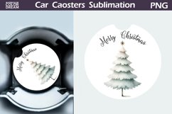 Merry Christmas Car Coaster | Retro Christmas Tree Coaster Product Image 1
