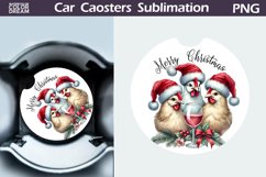 Merry Christmas Car Coaster| Retro Christmas Chicken Coaster Product Image 1